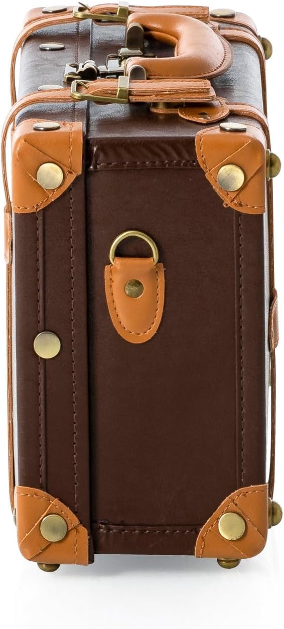 COTRUNKAGE 16' Carry On Suitcase Cute Pu Overnight Vintage Trunk Luggage Bag for Women with Strap, Cocoa Brown