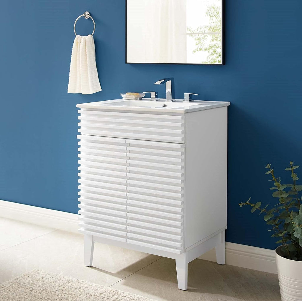 Sink Vanity Cabinet, Wood, White, Modern Contemporary, Hotel Bedroom Bathroom Master Suite Guest