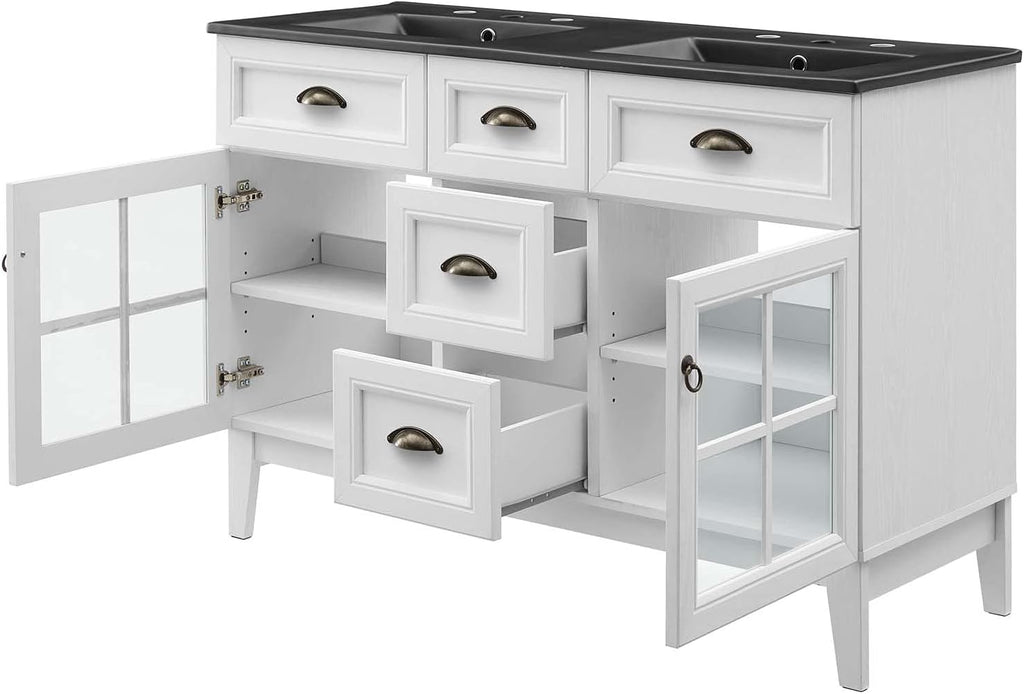 Sink Vanity Cabinet, Wood, White Black, Modern Contemporary, Hotel Bedroom Bathroom Master Suite
