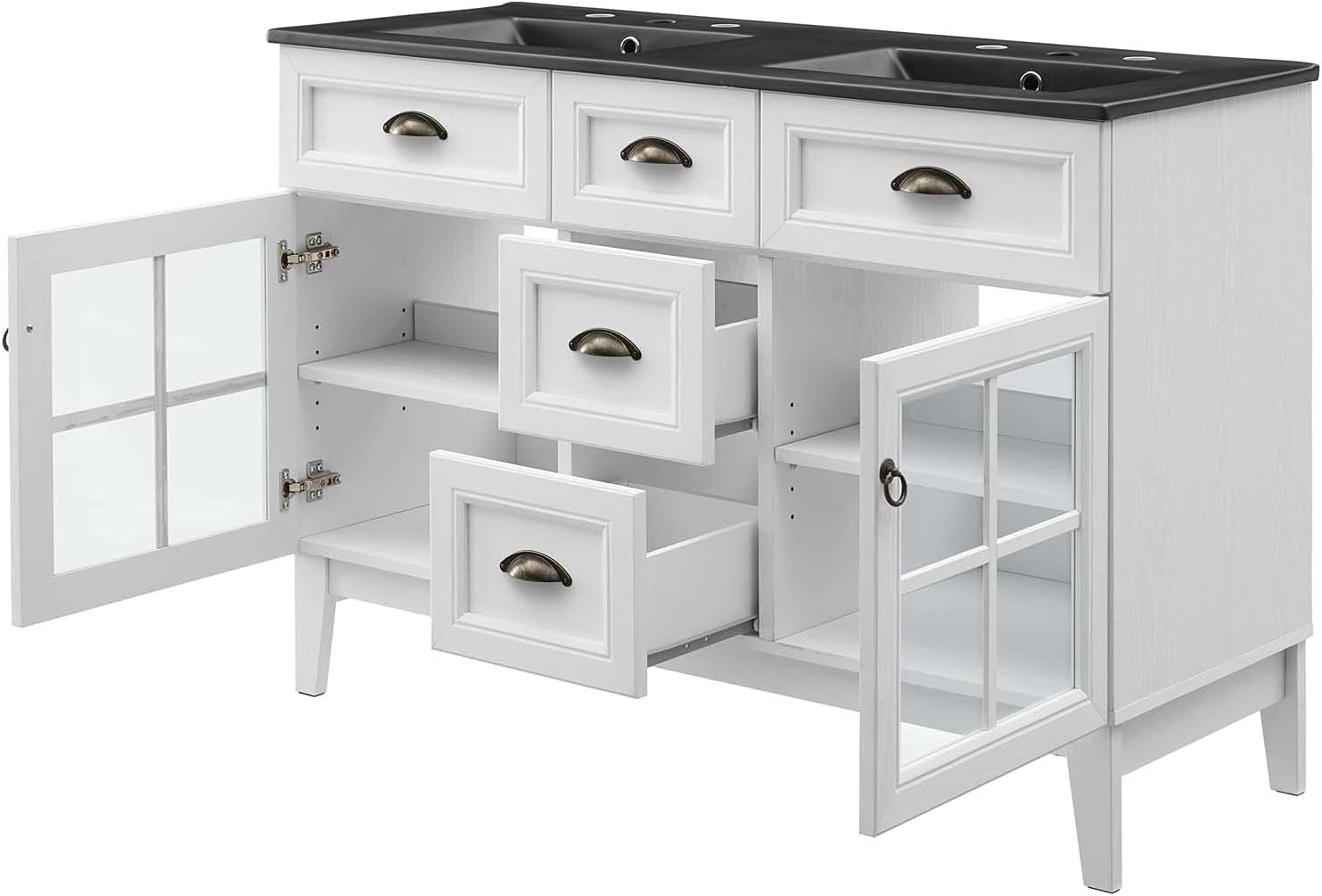 Sink Vanity Cabinet, Wood, White Black, Modern Contemporary, Hotel Bedroom Bathroom Master Suite