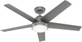 Hunter Fan 52 Inch Matte Silver Indoor/Outdoor Ceiling Fan with Lights for Farmhouse, Patio, Bedroom, Living Room, Office, Basement, Kitchen (Renewed), CC5C26C12