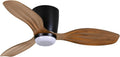 MINKA-AIRE F693L-CL/DK Ventiara 36' 3-Blade LED Flush Mount Indoor/Outdoor Ceiling Fan in Coal Black and Distressed Koa Finish Blades with Etched Lens