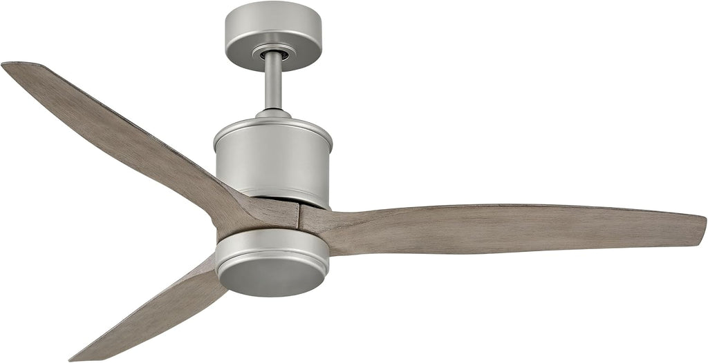 Hinkley Hover 52' Indoor/Outdoor Smart Ceiling Fan with Light and Remote, Modern Propeller Style with Composite Fan Blades, Integrated LED, Brushed Nickel and Weathered Wood