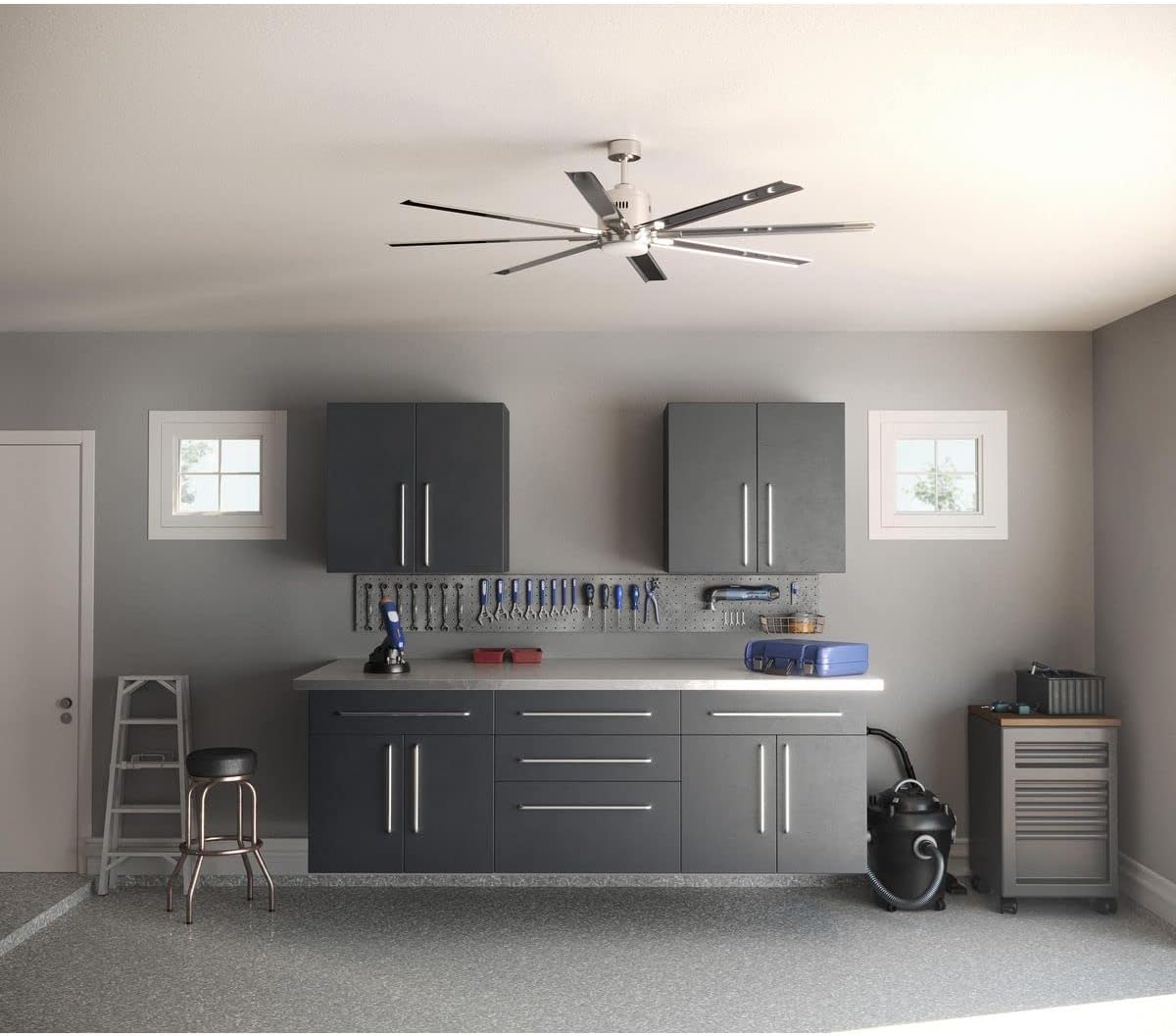 Progress Lighting Vast Collection 72-Inch 8-Blade Gray Modern Ceiling Fan, Nickel