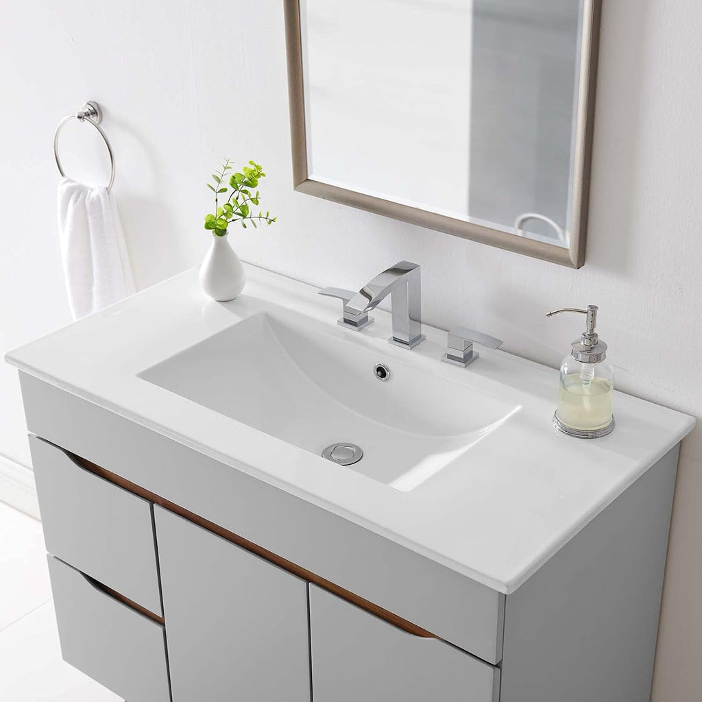 Sink Vanity Cabinet, Ceramic, White, Modern Contemporary, Hotel Bedroom Bathroom Master Suite Guest