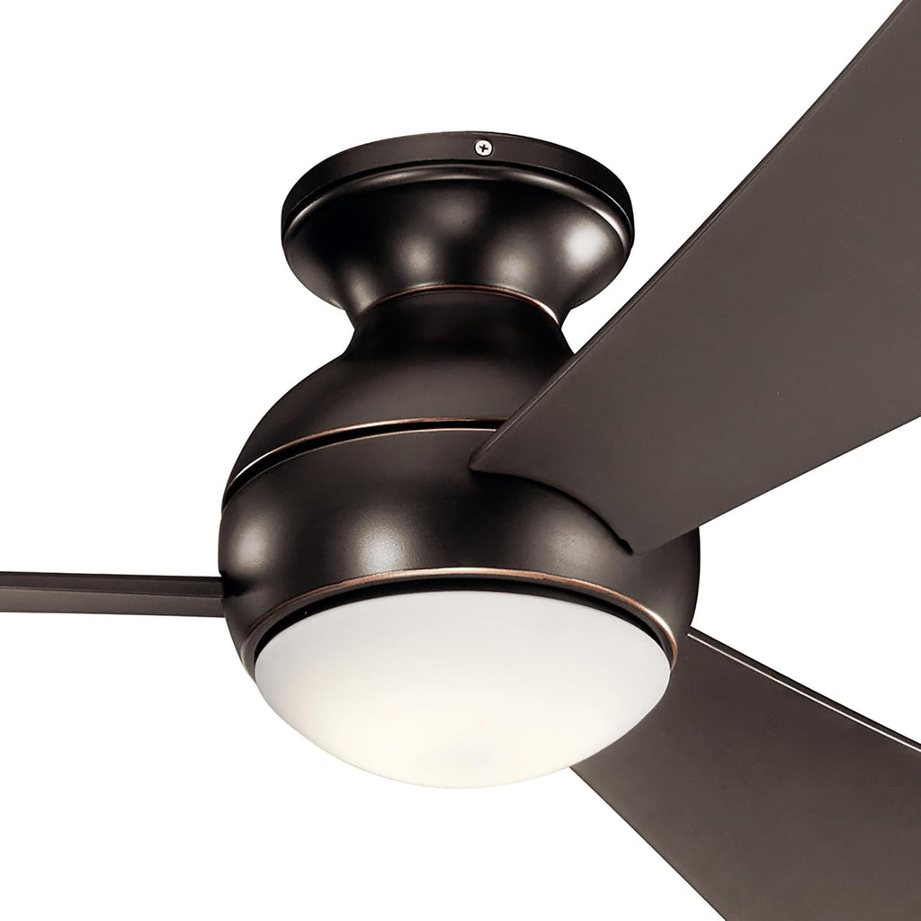 Kichler Sola 54' LED Indoor Outdoor Ceiling Fan In Old Bronze®, 3-Blade, 3000K, (54' W x 11' H), 330152OZ