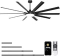 Ohniyou 96'' Industrial Ceiling Fan with Bright Lights - Remote/APP Control, High CFM, Extra Large Shop Ceiling Fan for Covered Outdoor Patio, Gym, Black