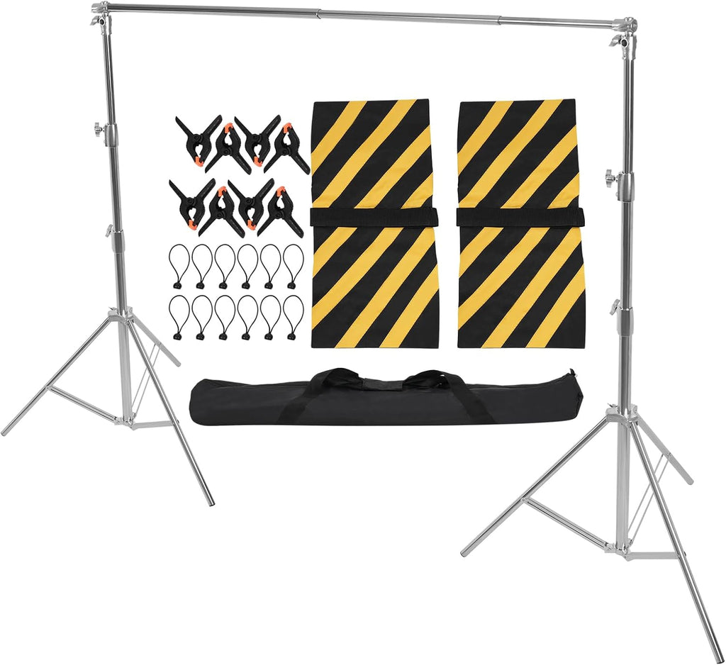 Photography Backdrop Stand 9.84x9.45ft(WxH) Photo Studio Adjustable Background Stand Support Kit with Clamps and Carry Bag for Parties,Wedding, Photography
