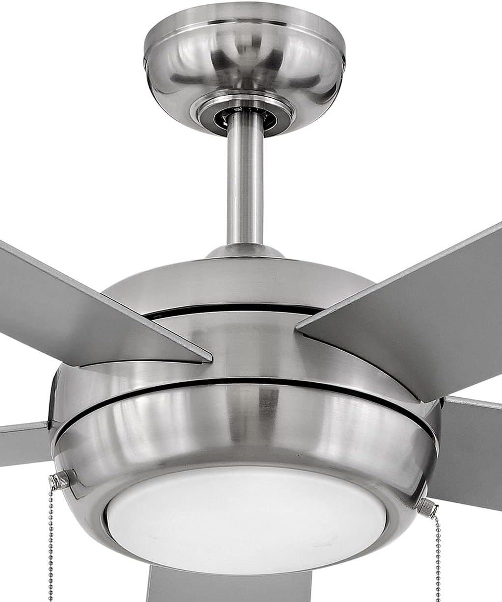 Hinkley Croft 52' Indoor Ceiling Fan with Light, Pull Chain Operation, Reversible Wooden Fan Blades, Integrated LED, Brushed Nickel