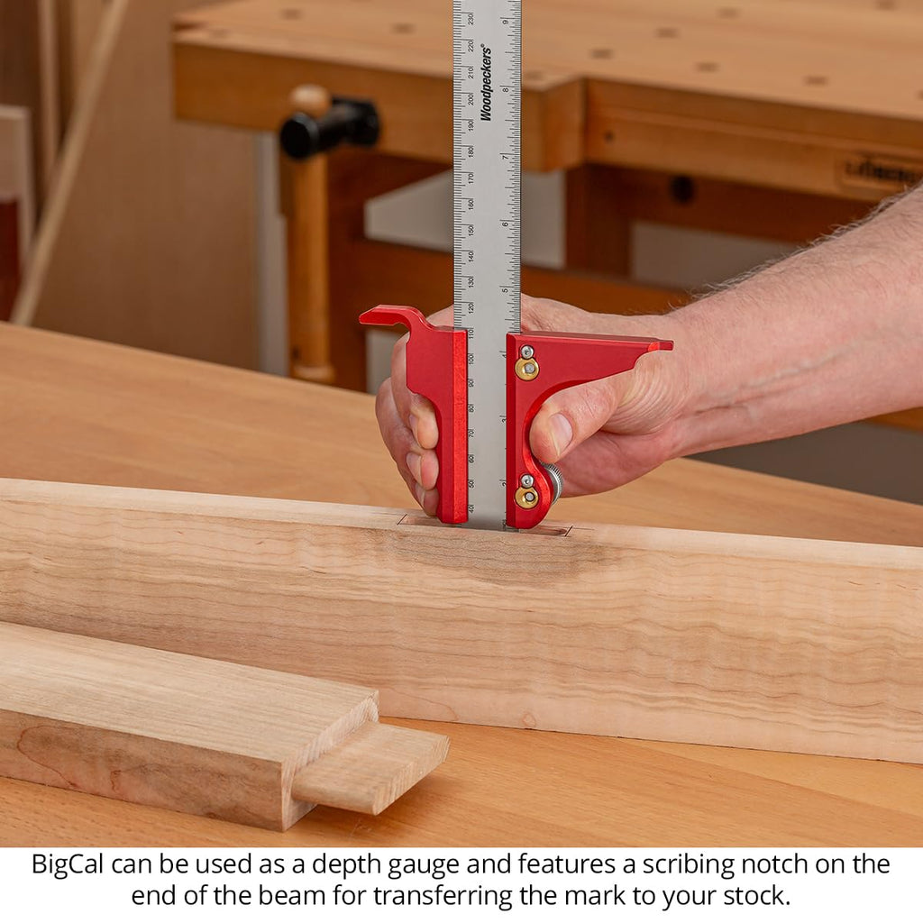 Woodpeckers BigCal Woodworking Calipers, 24 Inch / 600MM, Inch & Metric Scales, USA Made, Inside & Outside References & Depth Gauge - BC-24600