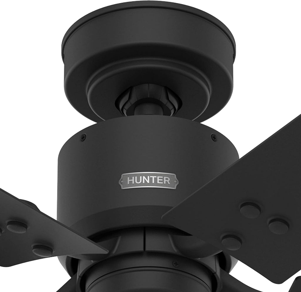 Hunter Fan 52 inch Casual Matte Black Indoor/Outdoor Ceiling Fan with 5 Blades and Pull Chain (Renewed)