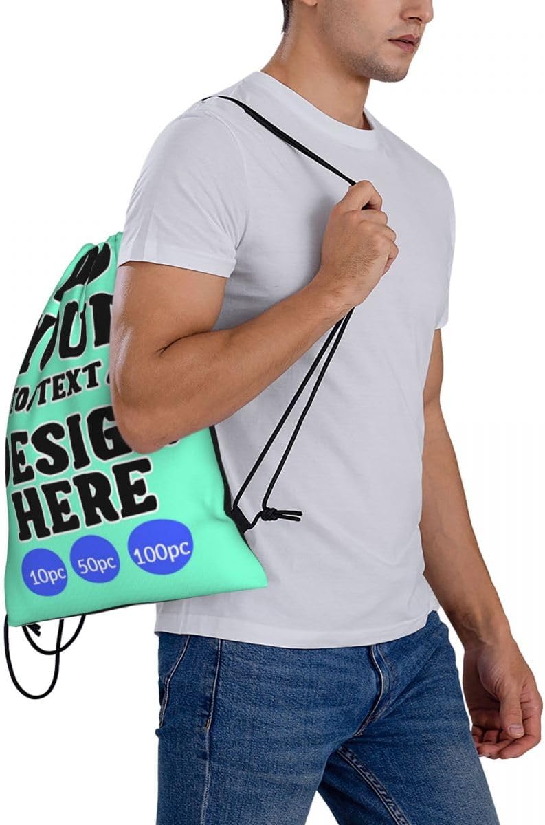 Custom Drawstring Backpack Set Of 10/50/100 Personalized Draw String Back Bag With Your Logo for Gym, Travel & Everyday Style13