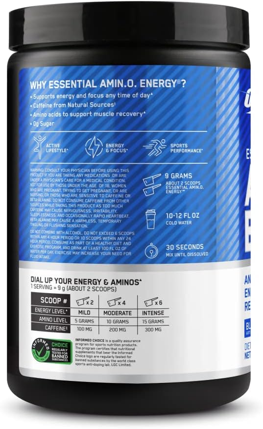Optimum Nutrition Amino Energy - Pre Workout with Green Tea, BCAA, Amino Acids, Keto Friendly, Green Coffee Extract, Energy Powder - Blueberry Lemonade, 30 Servings (Packaging May Vary) (Pack of 6)