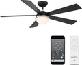 WAC F-053L-BN/MB Eclipse 54' Outdoor Ceiling Fan with LED Lights and Remote, Brushed Nickel Matte Black