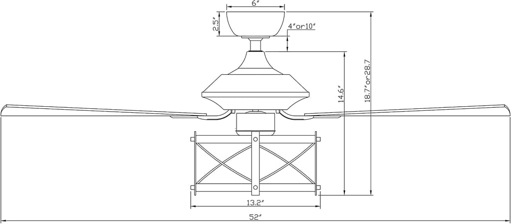 Parrot Uncle Ceiling Fans with Lights and Remote Farmhouse Ceiling Fan with Light 52 Inch Black Outdoor Ceiling Fans for Patios Covered, Reversible Motor