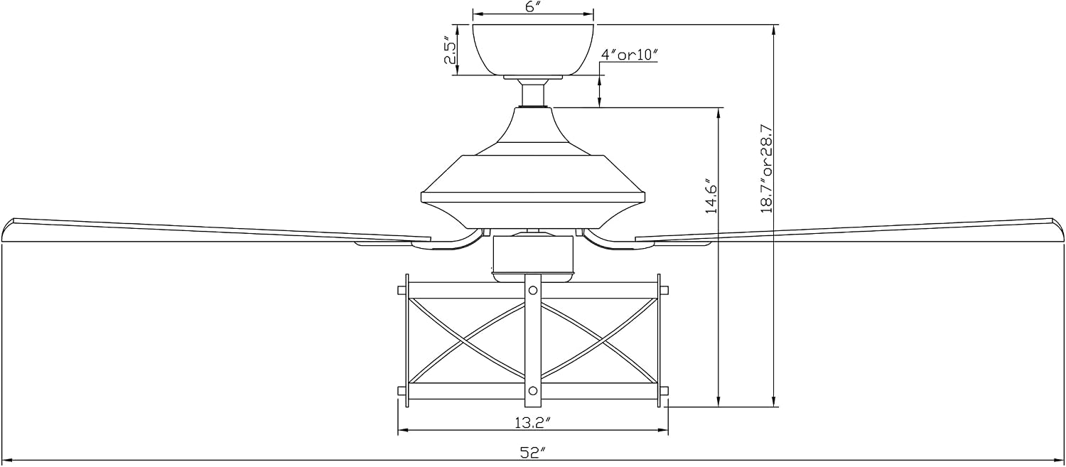 Parrot Uncle Ceiling Fans with Lights and Remote Farmhouse Ceiling Fan with Light 52 Inch Black Outdoor Ceiling Fans for Patios Covered, Reversible Motor