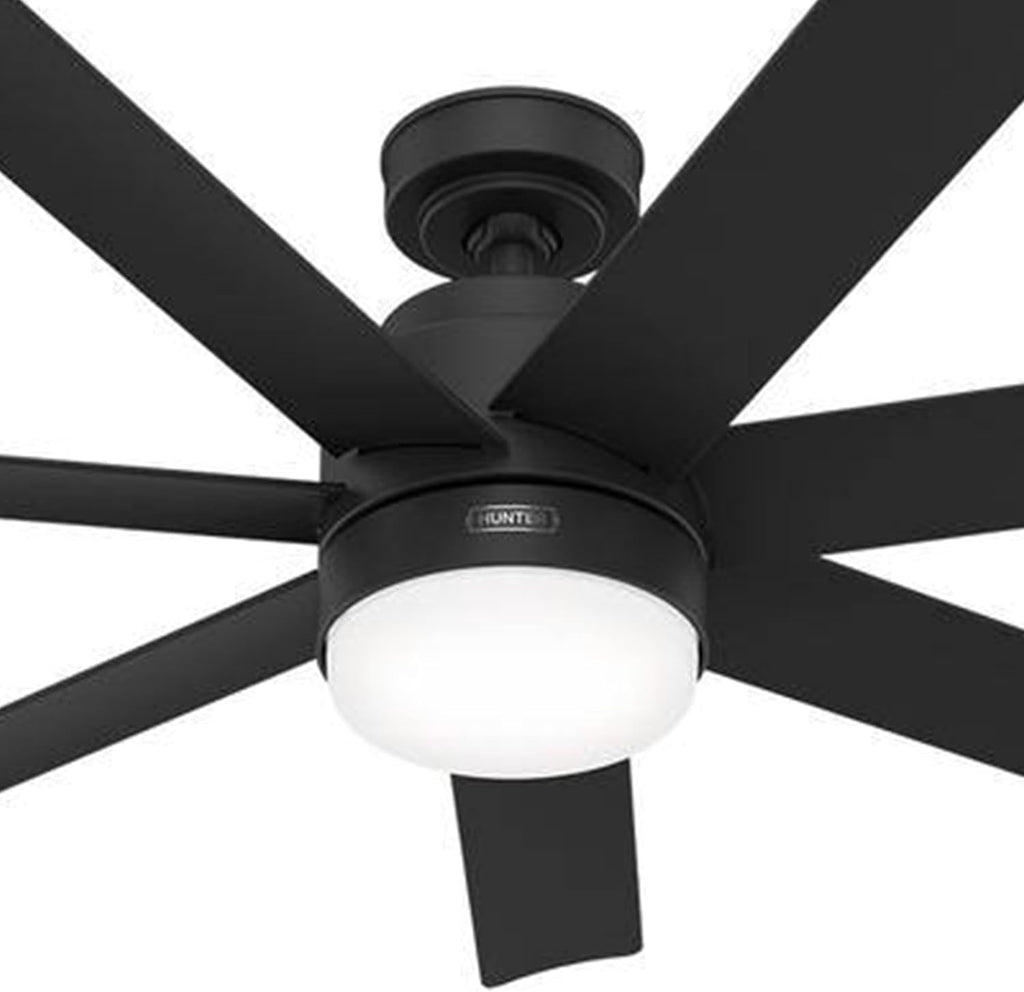 Hunter Fan 52 inch Indoor/Outdoor Matte Black Ceiling Fan with Light and Remote Control for Bedroom, Living Room, Dining Room, Kitchen, Office, Patio, CC5C15C35 (Renewed)