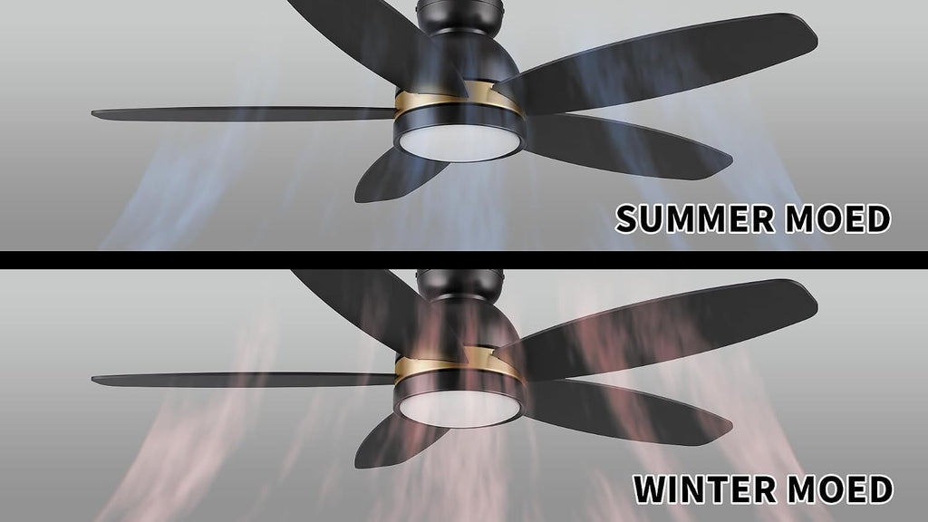 Carro 48' Ceiling Fan with Light Flush Mount, DC 10 Speeds Silent with Remote, 3 Light Colors Dimmable LED Ceiling Fan Low Profile for Living Room, Black
