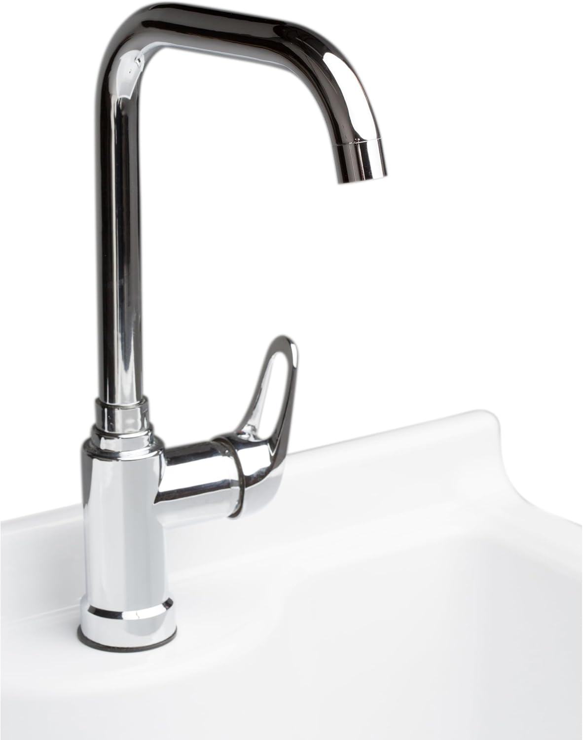 SIMPLIHOME Murphy All-in-One 24 inch Wide Utility Sink and Laundry Cabinet in Pure White Finish, Transitional ABS Sink Cabinet for Laundry Rooms with High-Arch Chrome Faucet and Pull-Out Spray