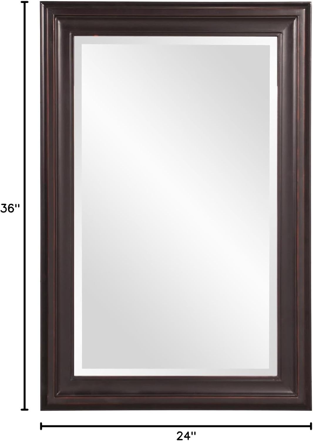 Howard Elliott Collection George Rectangular Oil Rubbed Bronze Wall Mirror, Rectangle Hanging Wood Framed Vanity Mirrors for Home Decor, Living Room, Bathroom, Bedroom, or Hallway, 24 x 36 Inch