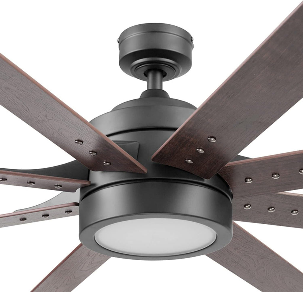 Honeywell Ceiling Fans Xerxes Modern 62 Inch Ceiling Fan with Light, Remote Control Fan, LED Indoor Fan with 8 Blades, Dark Elm and Rough Pine Blade Finish Options, Bronze (50609-01)