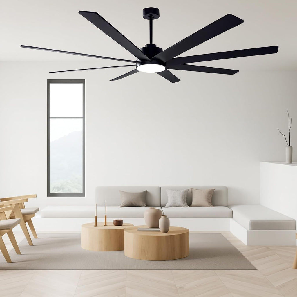 72In Modern Black Ceiling Fans with Light and Remote,6 Speed,3CCT,Quiet Reversible DC Motor Indoor Outdoor Ceiling Fan for Patio Living Room Bedroom