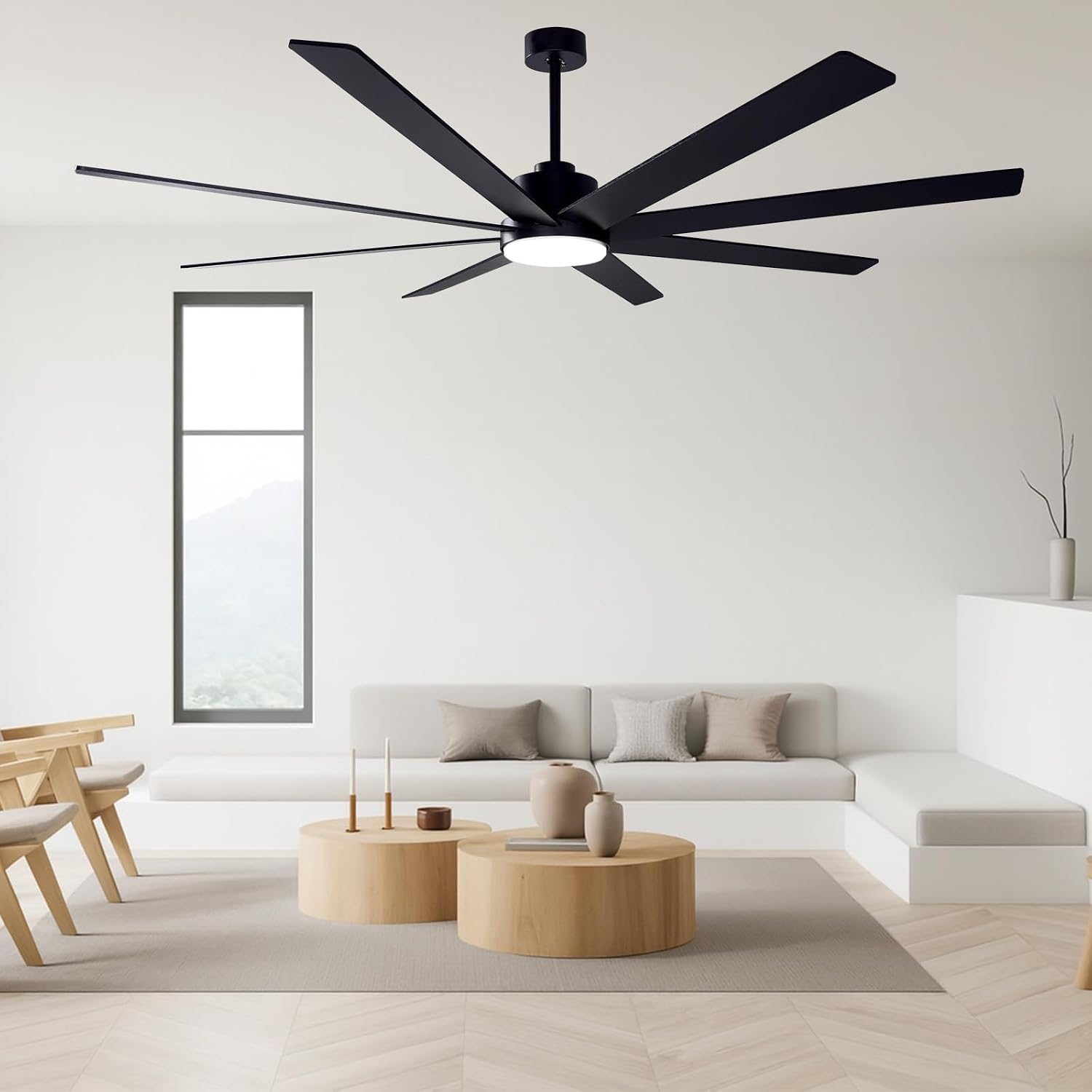 72In Modern Black Ceiling Fans with Light and Remote,6 Speed,3CCT,Quiet Reversible DC Motor Indoor Outdoor Ceiling Fan for Patio Living Room Bedroom