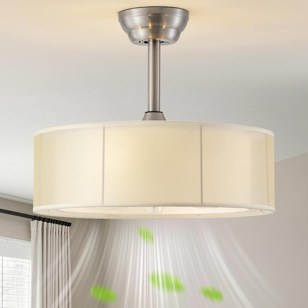 20' Caged Fandelier Ceiling Fans with Lights, Yellow Mid Century Boho Chandelier Ceiling Fan with Light Remote Control with 6 Speeds for Bedroom, Living Room, Nursery