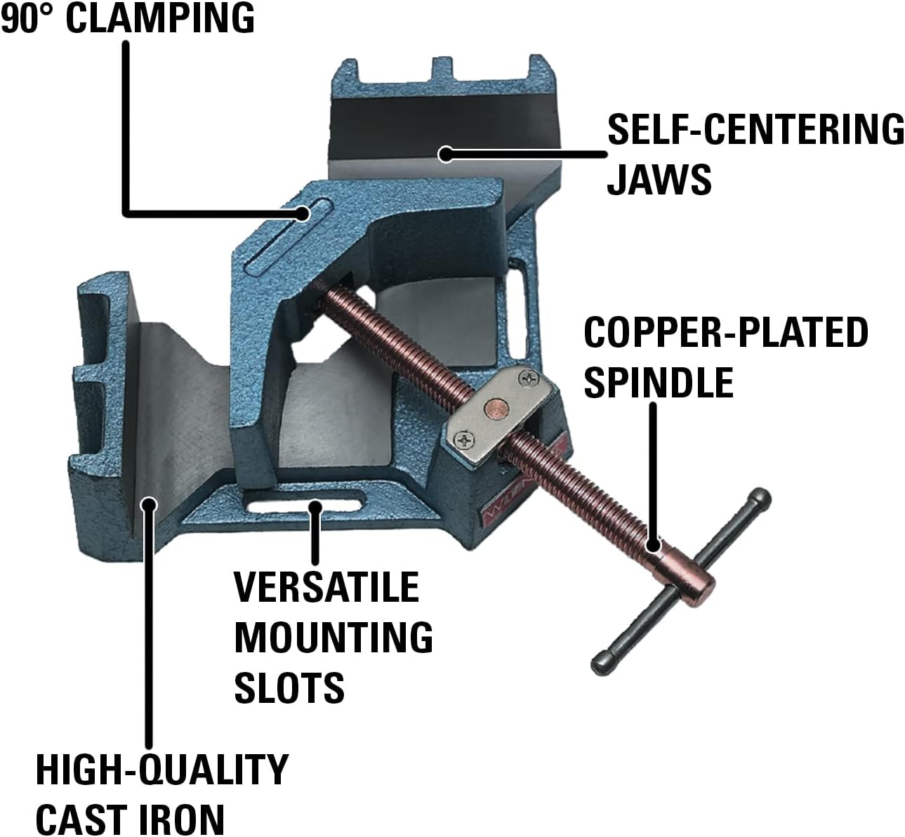 Wilton Heavy-Duty Angle Clamp, 4-3/8' Miter Capacity, 2-3/8' Jaw Height, 4-1/8' Jaw Length (Model AC-326)