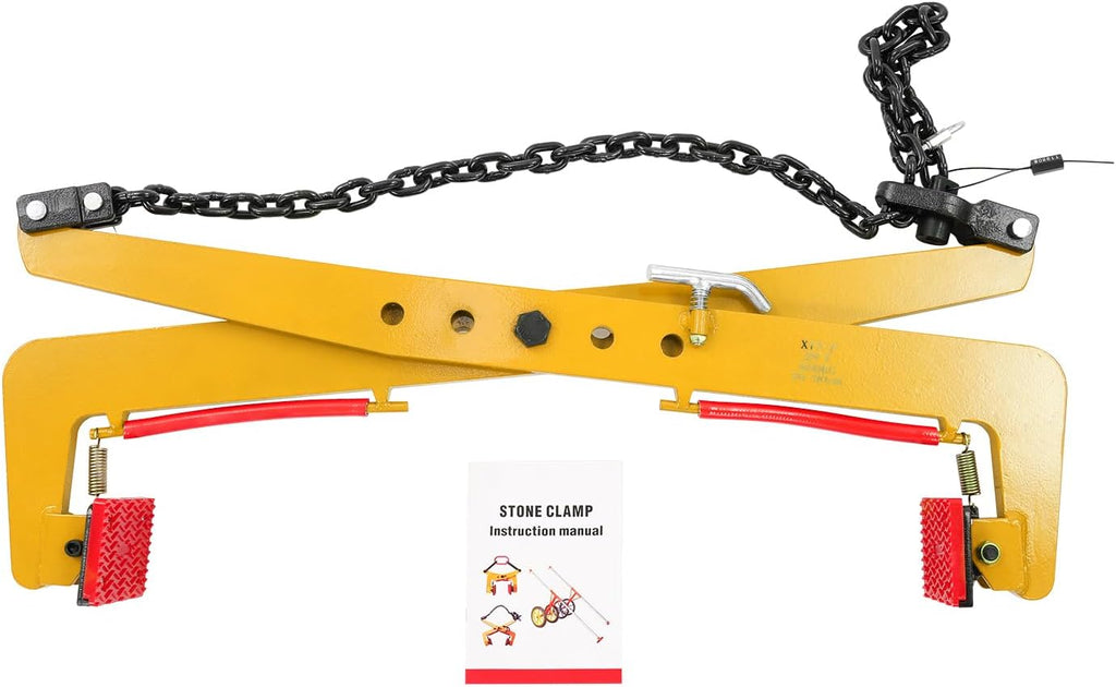 1764lbs Heavy Duty Stone Lifting Clamp 14'-35' Opening Adjustable Stone Clamp Scissor Lifter Clamp for Carrying & Vertical Transport of Concrete Blocks, Slate Sheets, Granite Slab, Timber (Yellow)