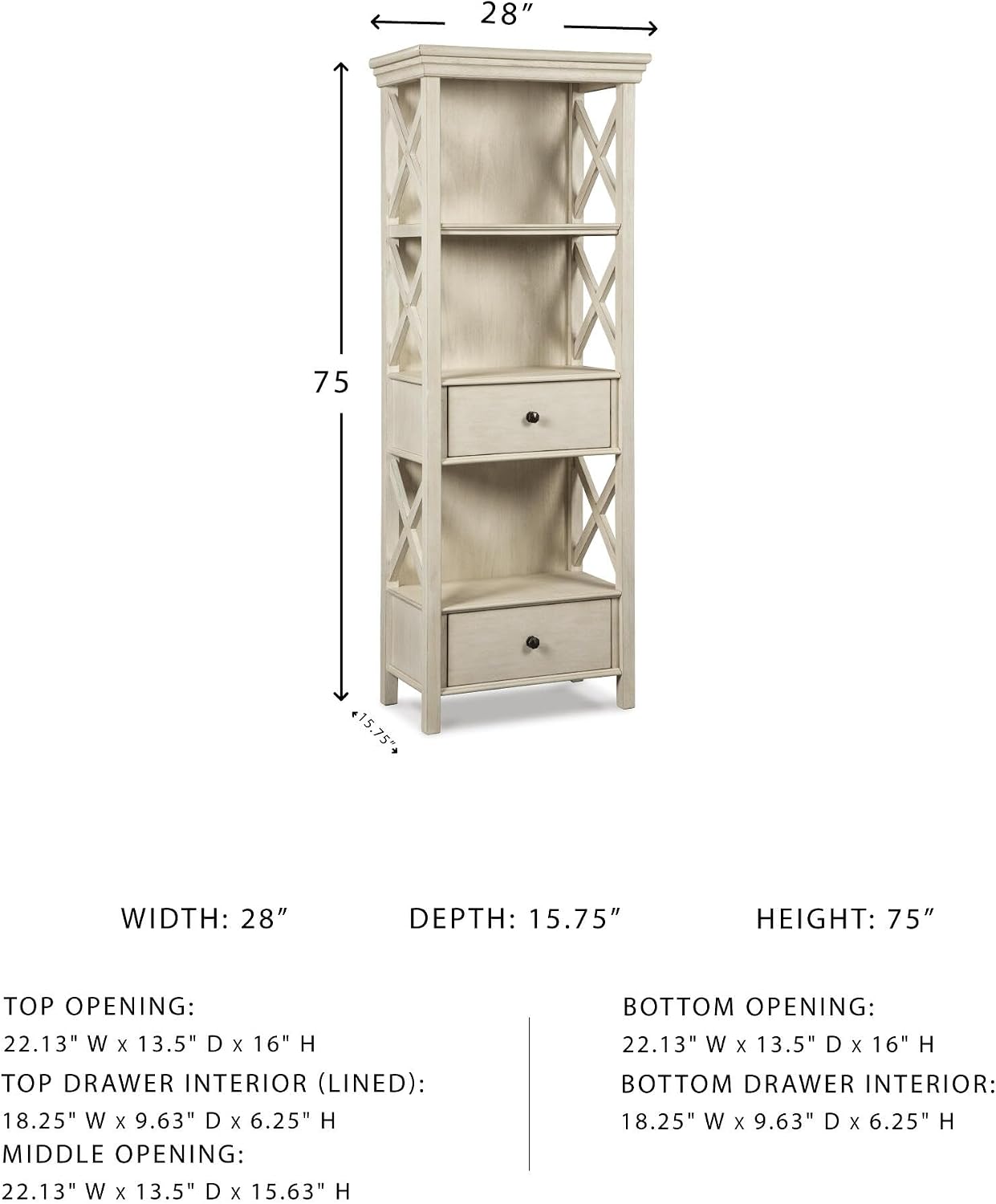 Signature Design by Ashley Bolanburg Cottage Chic Display Cabinet or Bookcase, Antique White