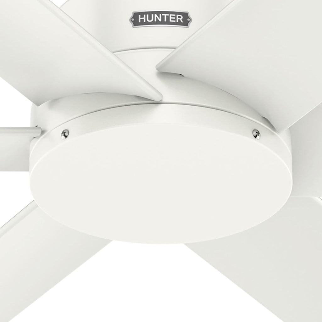 Hunter Fan 52 inch Ceiling Fan with No Light, Outdoor or Indoor White Ceiling Fan for Porch, Living Room, Office, Kitchen, Garage, 6 Blades (Renewed)