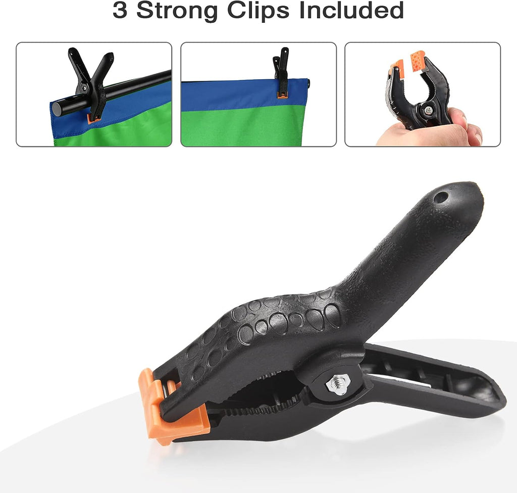 Andoer 5x7ft Green Screen Blue Screen Backdrop Double-Sided Chromakey Background Photography Kit with 5x7ft T-Shaped Background Adjustable Stand 3 x Spring Clamps
