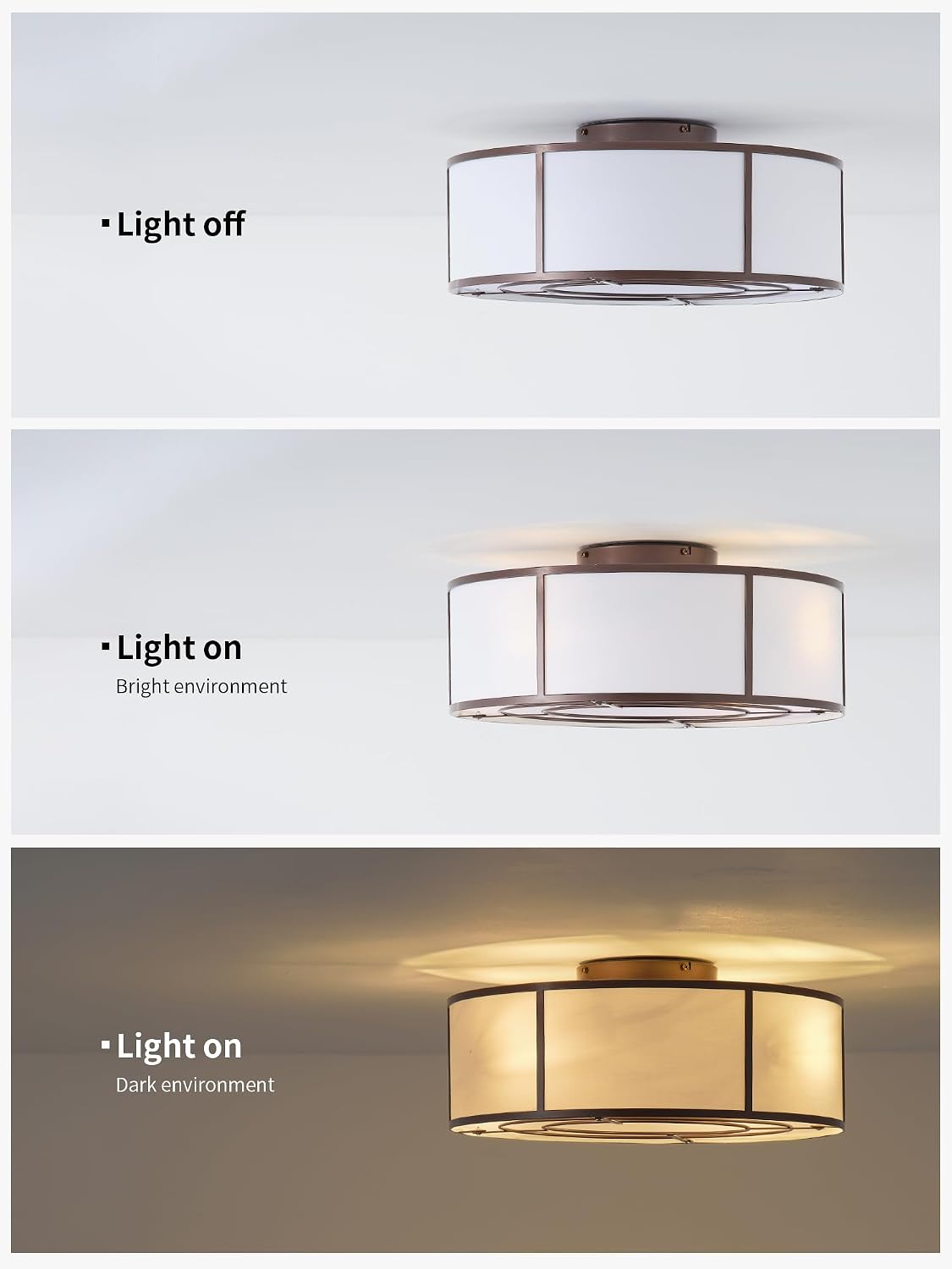 Caged Ceiling Fans with Lights Flush Mount, Low Profile Ceiling Fan with Lights Remote Control, 20'' Modern Bladeless 6 Speeds for Bedroom, Nursery, Kitchen, Brown