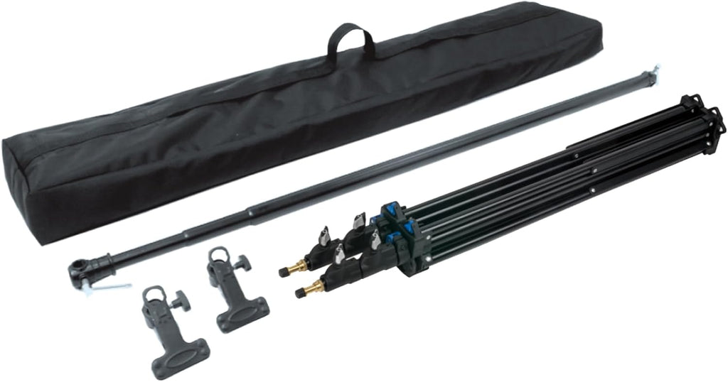 Kupo Background Paper Stand Set, Portable Backdrop Support System with Telescoping Crossbar, Dual Air Cushioned Click Stands, Compact Storage Design for Studio and Location Use (KS201111)