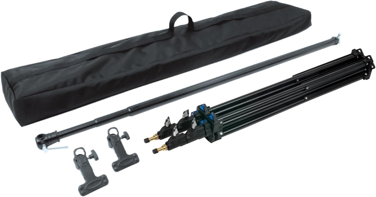 Kupo Background Paper Stand Set, Portable Backdrop Support System with Telescoping Crossbar, Dual Air Cushioned Click Stands, Compact Storage Design for Studio and Location Use (KS201111)