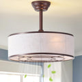 20' Brown Caged Boho Fandelier Ceiling Fan with Light & Remote Control - Bladeless Chandelier Fan, 6 Speed Quiet Reversible Motor for Bedroom, Nursery, Living Room