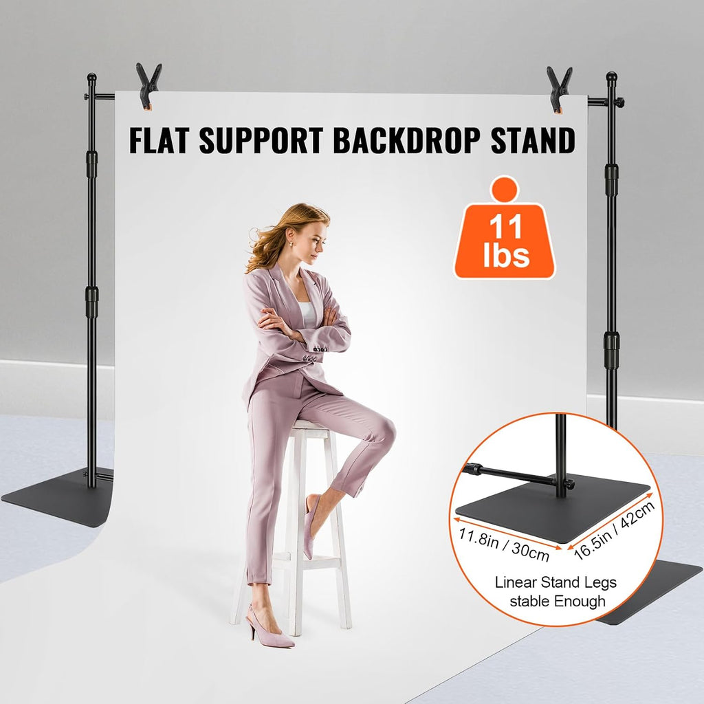 Happybuy 10ft x 10ft Pipe and Drape Kit, Heavy Duty Backdrop Stand with Carbon Steel Base, Adjustable Support with 6 Clamps and Carry Bag for Weddings, Parties, Events, Photography, Exhibition