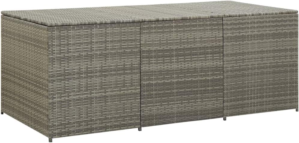 Garden Storage Box Indoor/Outdoor Storage Container and Gardening Tools - Store Items on Patio, Garage, Yard.Poly Rattan 70.9'x35.4'x29.5' Gray