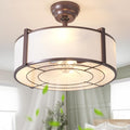 20' Brown Fandelier Ceiling Fans with Lights, Boho Rattan Ceiling Fan with Light Remote Control, Caged Mid-Century Modern with 6 Speeds for Bedroom, Nursery, Living Room