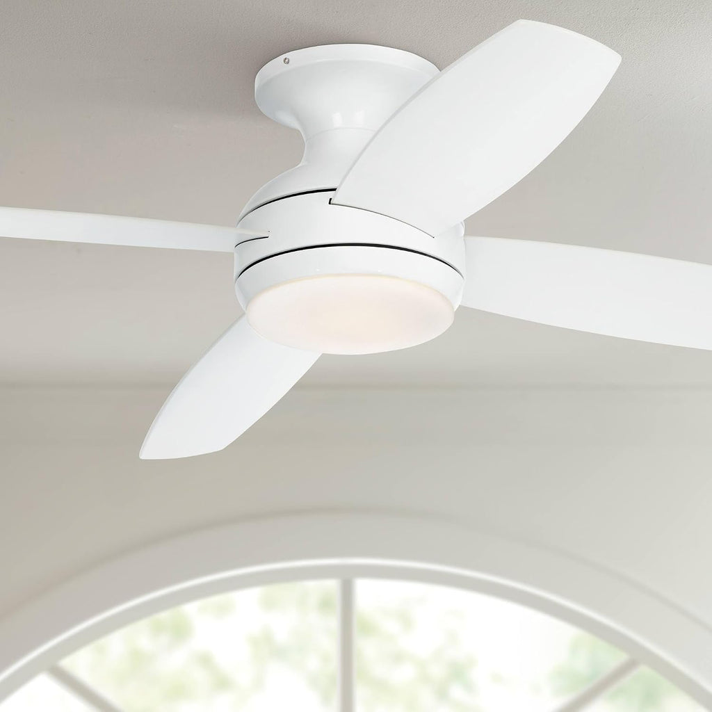 Casa Vieja 52' Elite Modern Industrial Hugger Low Profile Indoor Ceiling Fan with LED Light Dimmable Remote Control White Matte Opal Glass for House Living Room Kitchen Bedroom Family