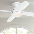 Casa Vieja 52' Elite Modern Industrial Hugger Low Profile Indoor Ceiling Fan with LED Light Dimmable Remote Control White Matte Opal Glass for House Living Room Kitchen Bedroom Family