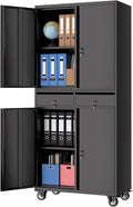 IDEALHOUSE Garage Storage Cabinet, 73 Inch Metal with Locking Doors and Adjustable Shelves, Heavy Duty Tool Cabinet with 2 Drawers
