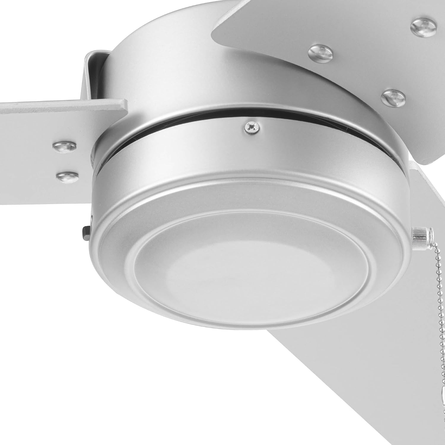 Prominence Home Tenant, 52 Inch Contemporary Indoor Outdoor LED Ceiling Fan, No Light, Pull Chain, Dual Mounting Options, 3 Dual Finish Blades, Reversible Airflow - 51867-01 (Brushed Nickel)