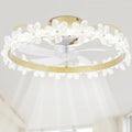 Fandelier Ceiling Fan with Light,Dimmable LED,6 Speeds,22'' Gold Ceiling Fan with Lights and Remote Control,Crystal Flower Ceiling Fan Chandelier for Kids Room/Daughter's Room/Girls Bedroom