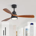 Sofucor 48 Inch Ceiling Fans with Lights and Remote Control-Modern Flush Mount & Downrod Mount Ceiling Fan for Bedroom Living Room Indoor Outdoor Farmhouse Patio, Timer Quiet DC Motor, Black&Walnut