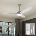52 Inch Ceiling Fans with Lights Remote Control,White Sloped Mount Ceiling Fan 22W Dimmable LED Light,3 Reversible Blades,DC Motor 6 Speed Ceiling Fan for Bedroom Living Room Home Office