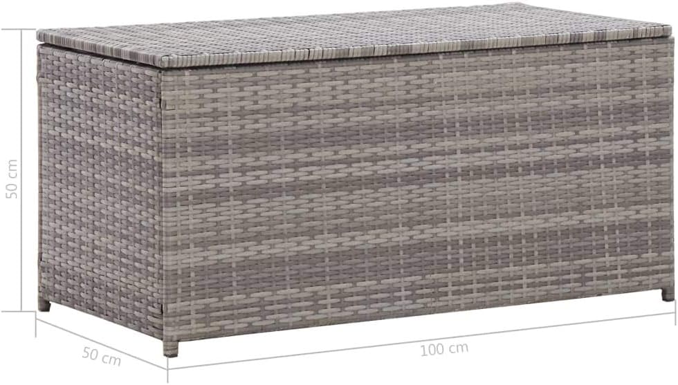 Garden Storage Box Indoor/Outdoor Storage Container and Gardening Tools - Store Items on Patio, Garage, Yard.Poly Rattan 39.4'x19.7'x19.7' Gray