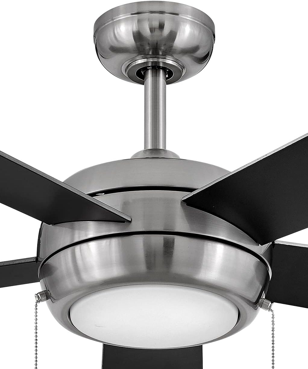 Hinkley Croft 52' Indoor Ceiling Fan with Light, Pull Chain Operation, Reversible Wooden Fan Blades, Integrated LED, Brushed Nickel