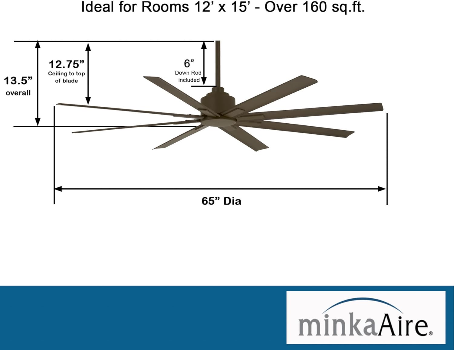 Minka-Aire F896-65-ORB Xtreme H2O 65 Inch Outdoor Ceiling Fan with DC Motor in Oil Rubbed Bronze Finish